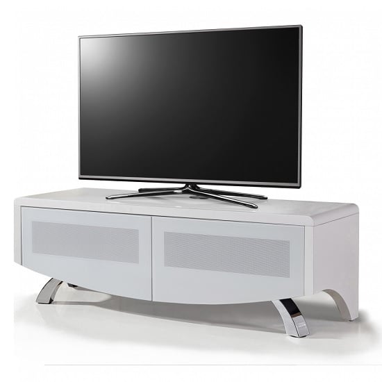 Photo of Wiley high gloss tv stand with 2 soft open doors in white