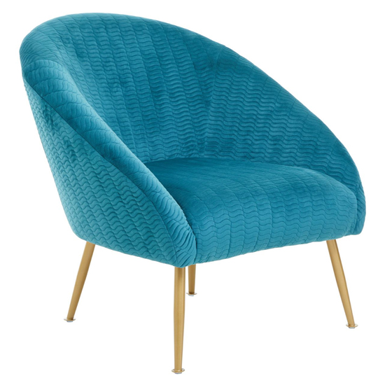 Product photograph of Tanya Velvet Occasional Chair With Gold Metal Legs In Blue from Furniture in Fashion