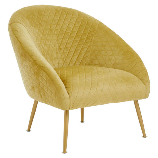 Product photograph of Tanya Velvet Occasional Chair With Gold Metal Legs In Gold from Furniture in Fashion