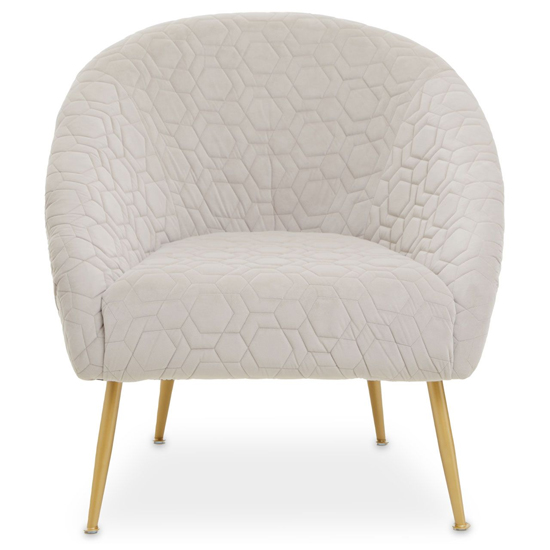 Tanya Velvet Occasional Chair With Gold Metal Legs In Natural