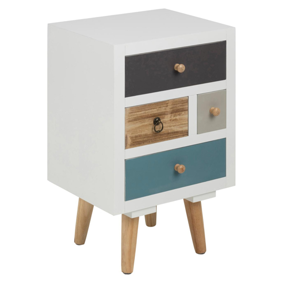 Save 33 Taos Bedside Cabinet In White With 4 Multi coloured