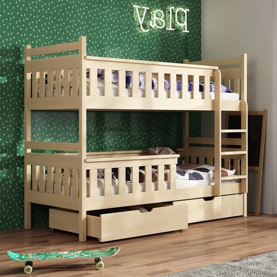 Product photograph of Taos Bunk Bed With Storage In Pine With Foam Mattresses from Furniture in Fashion