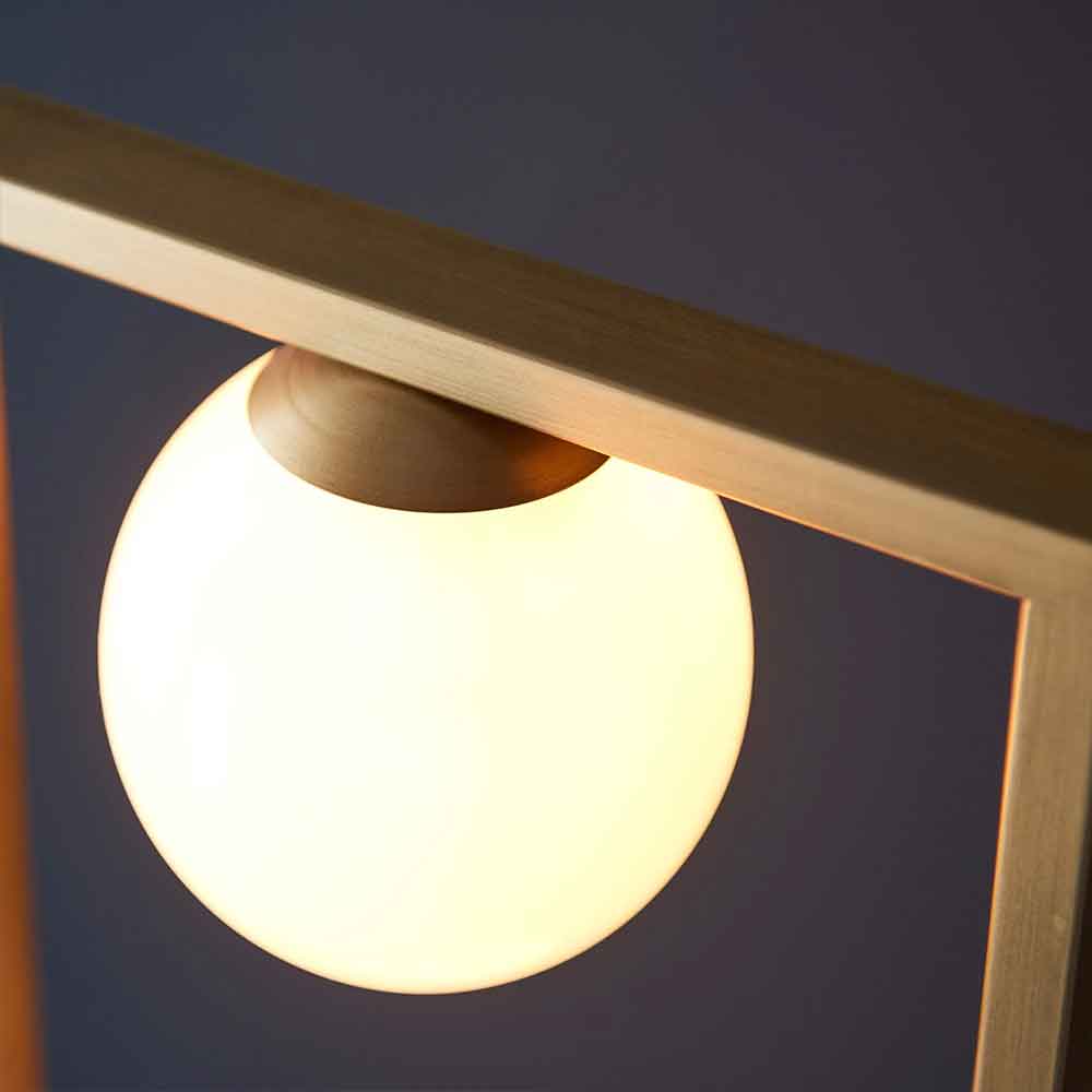 Taos 3 Light Glass Floor Lamp In Brushed Gold Open Frame