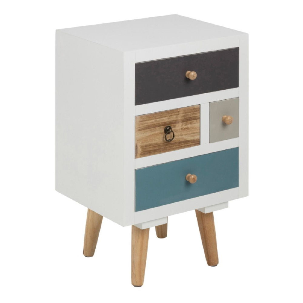 Read more about Taos wooden bedside cabinet with oak legs in multicolour