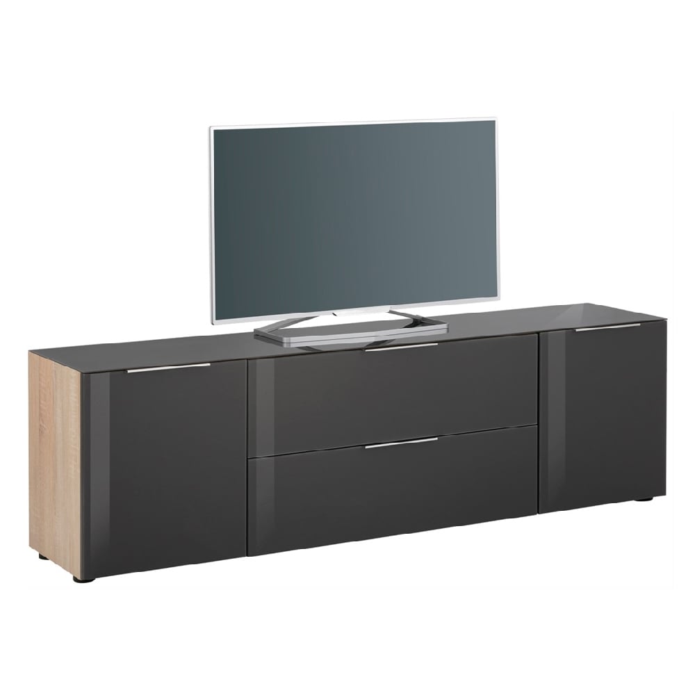 Read more about Taos wooden tv stand large with glass top in black and oak