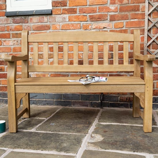 Taplow Outdoor 1.2m Wooden Seating Bench In Natural Timber_2