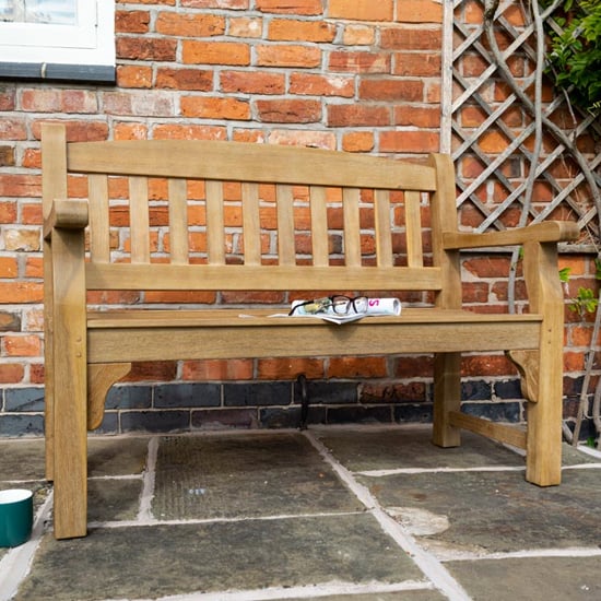 Taplow Outdoor 1.2m Wooden Seating Bench In Natural Timber_8