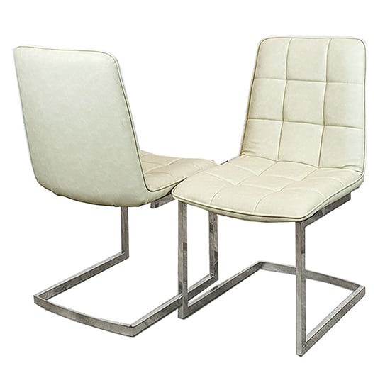 Product photograph of Tara Cream Faux Leather Dining Chairs In Pair from Furniture in Fashion