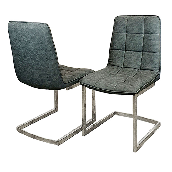 Product photograph of Tara Dark Grey Faux Leather Dining Chairs In Pair from Furniture in Fashion