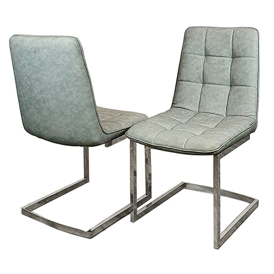 Product photograph of Tara Light Grey Faux Leather Dining Chairs In Pair from Furniture in Fashion