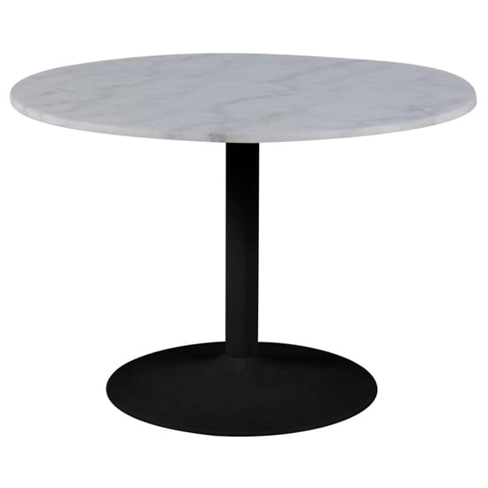 Photo of Taraji marble dining table with black base in guangxi white