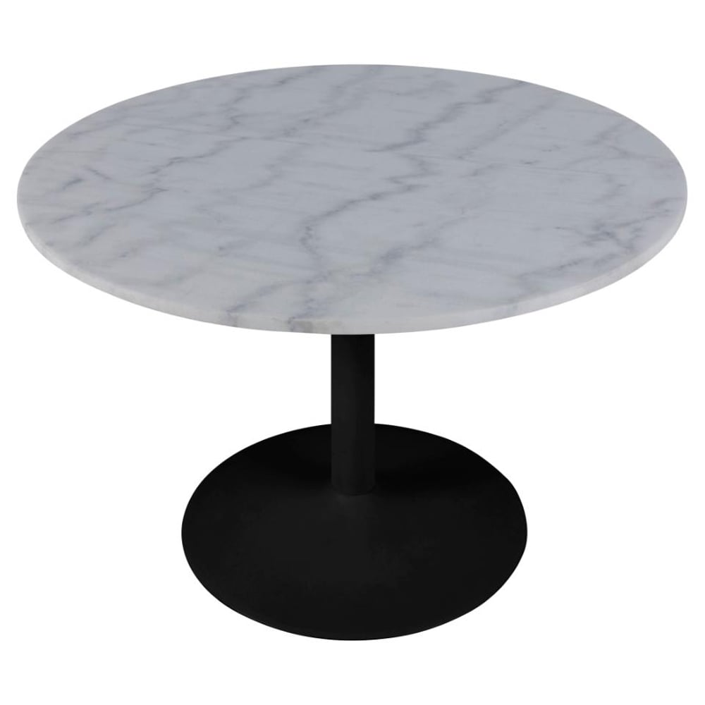 Taraji Marble Round Dining Table With Black Base In White Guangxi