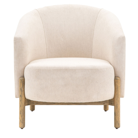Taranto Fabric Armchair With Wooden Legs In Natural