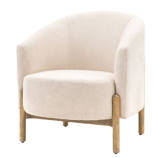 Read more about Taranto fabric armchair with wooden legs in natural