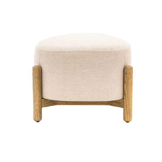 Taranto Fabric Foot Stool In Natural With Wooden Legs