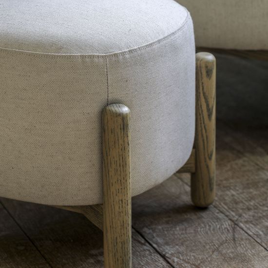 Taranto Fabric Foot Stool In Natural With Wooden Legs