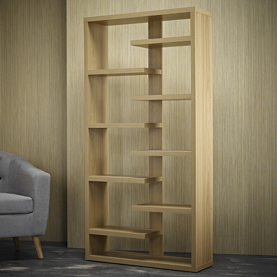 Taranto Wooden Shelving Display Unit With 10 Shelves In Oak_2