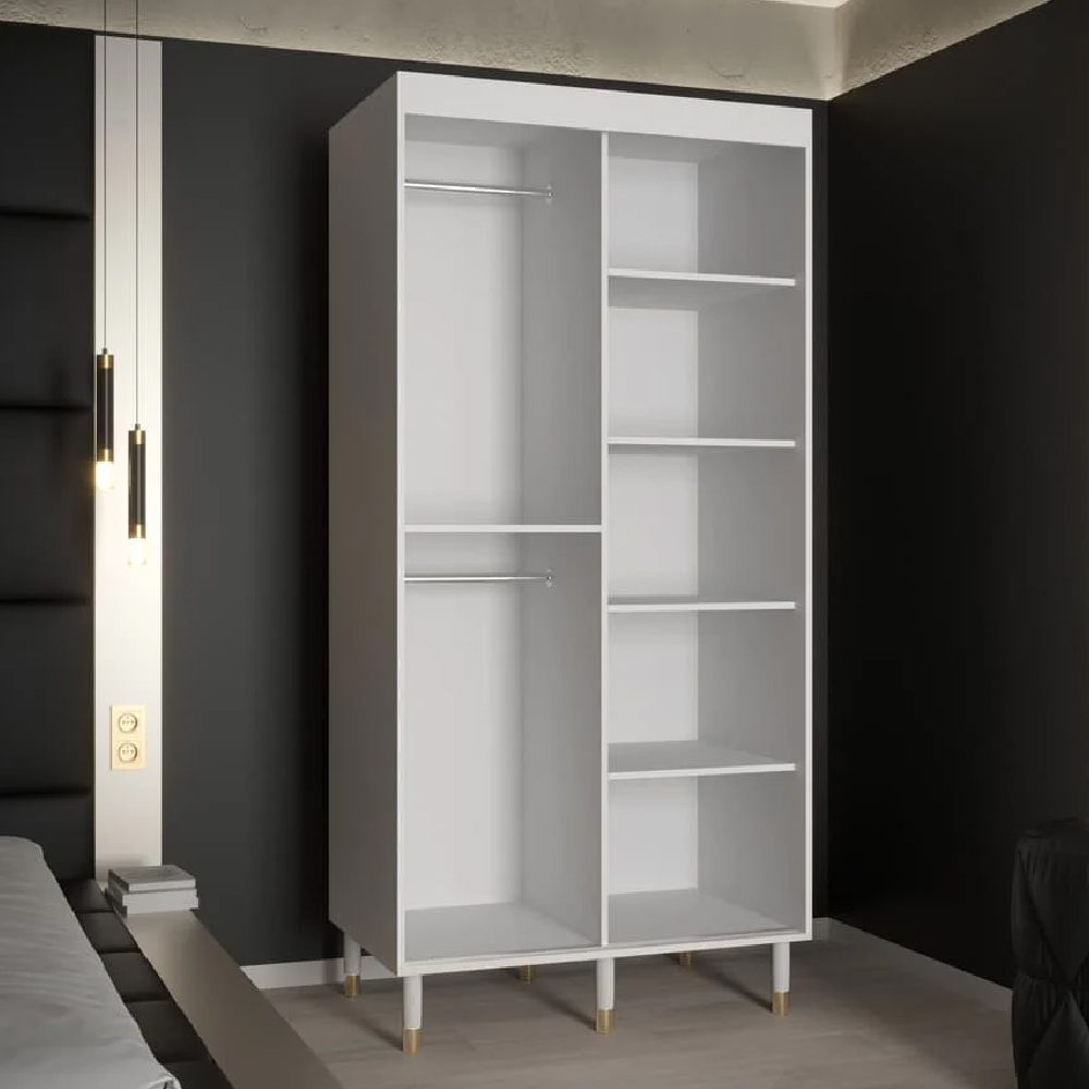 Tarboro Mirrored Wardorbe 100cm With 2 Sliding Doors In White