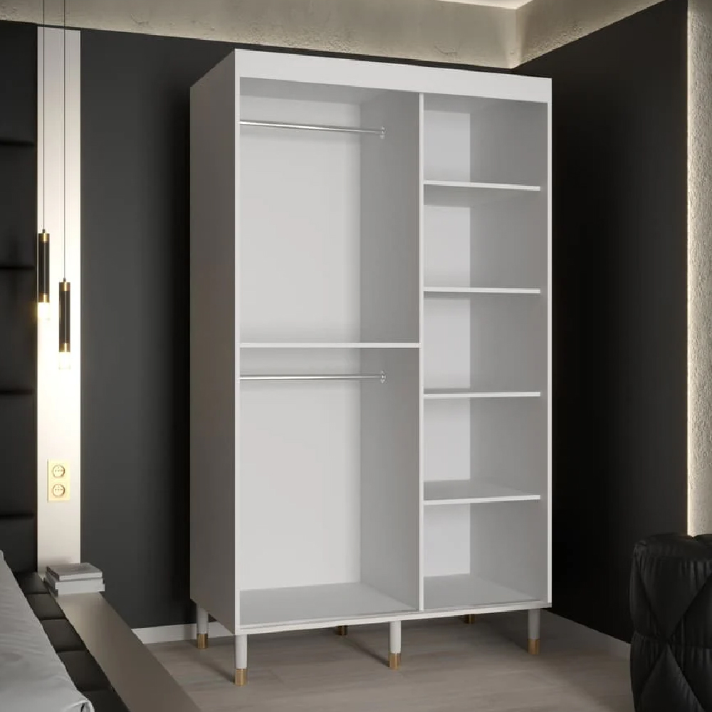 Tarboro Mirrored Wardorbe 120cm With 2 Sliding Doors In White
