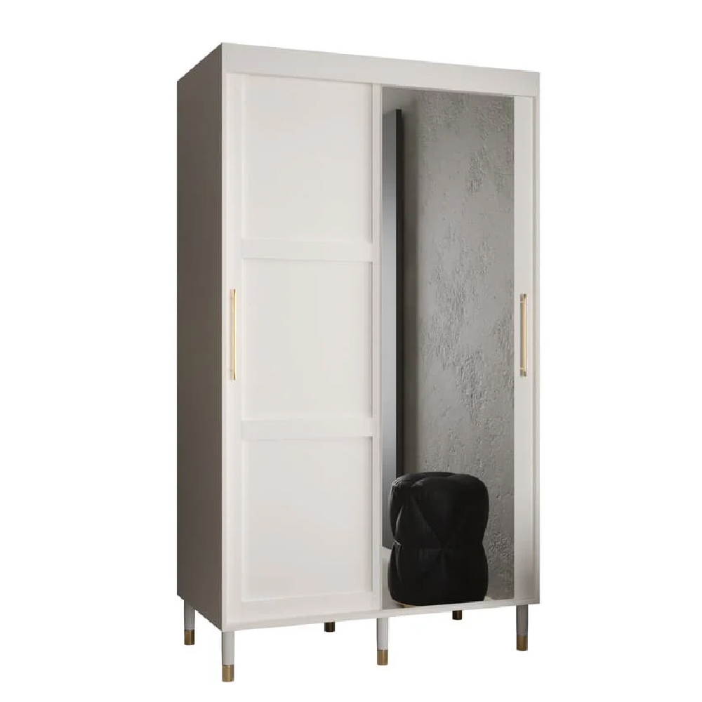 Tarboro Mirrored Wardorbe 120cm With 2 Sliding Doors In White