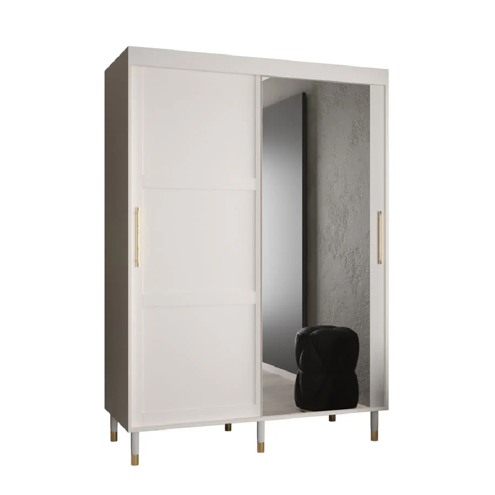 Tarboro Mirrored Wardorbe 150cm With 2 Sliding Doors In White