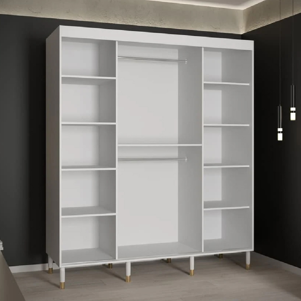 Tarboro Mirrored Wardorbe 180cm With 2 Sliding Doors In White