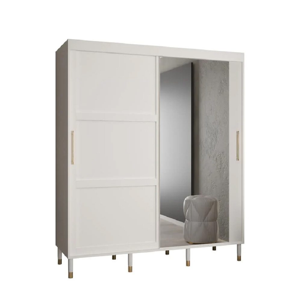 Tarboro Mirrored Wardorbe 180cm With 2 Sliding Doors In White