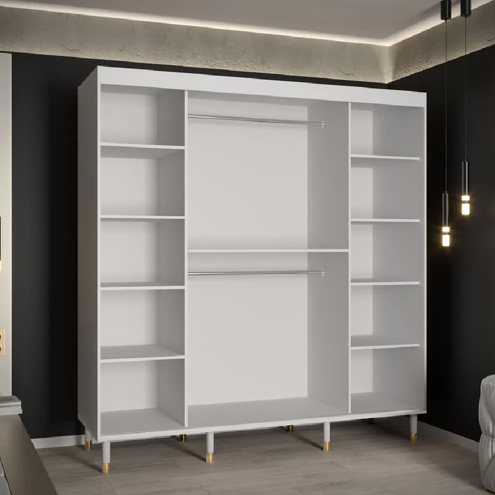 Tarboro Mirrored Wardorbe 200cm With 2 Sliding Doors In White