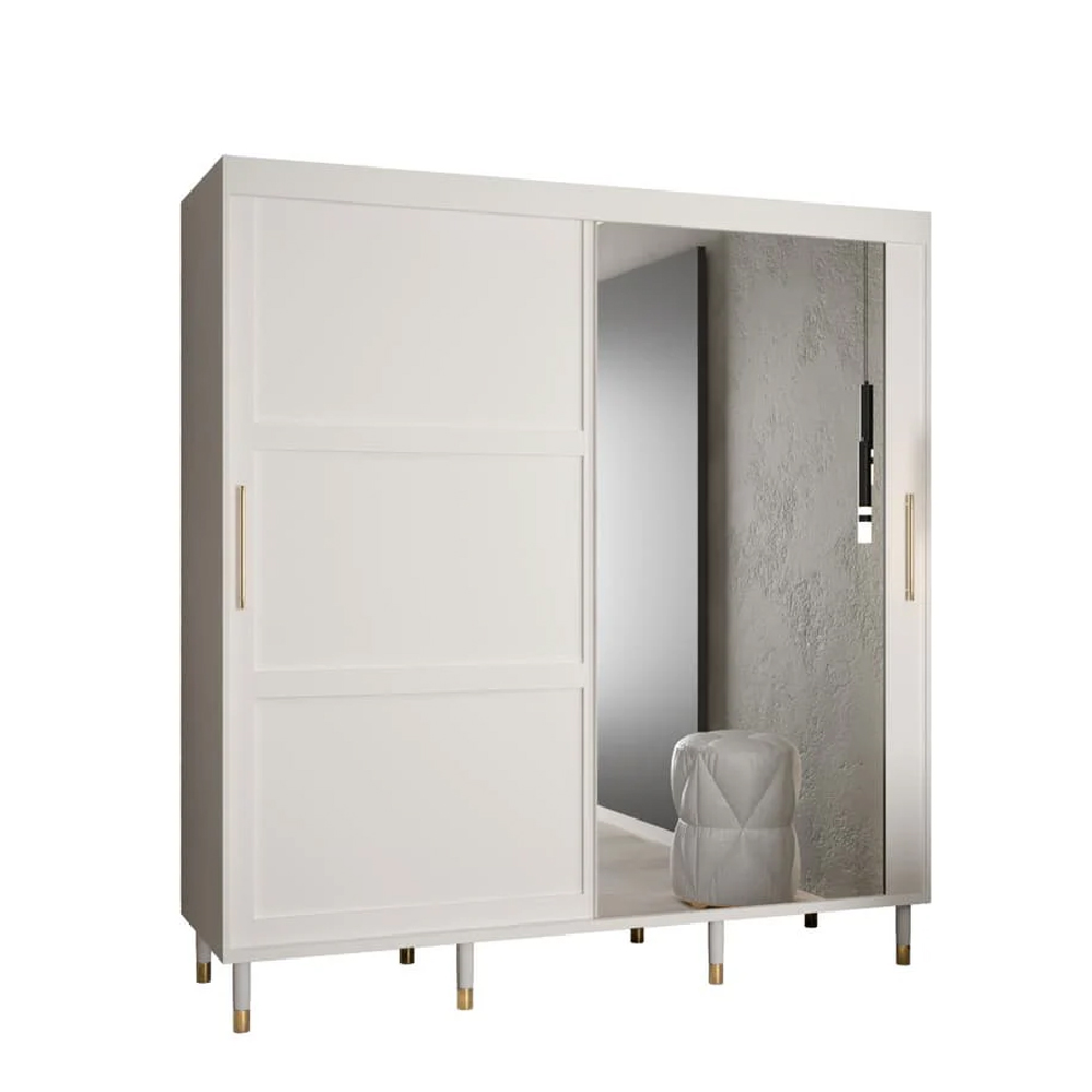 Tarboro Mirrored Wardorbe 200cm With 2 Sliding Doors In White