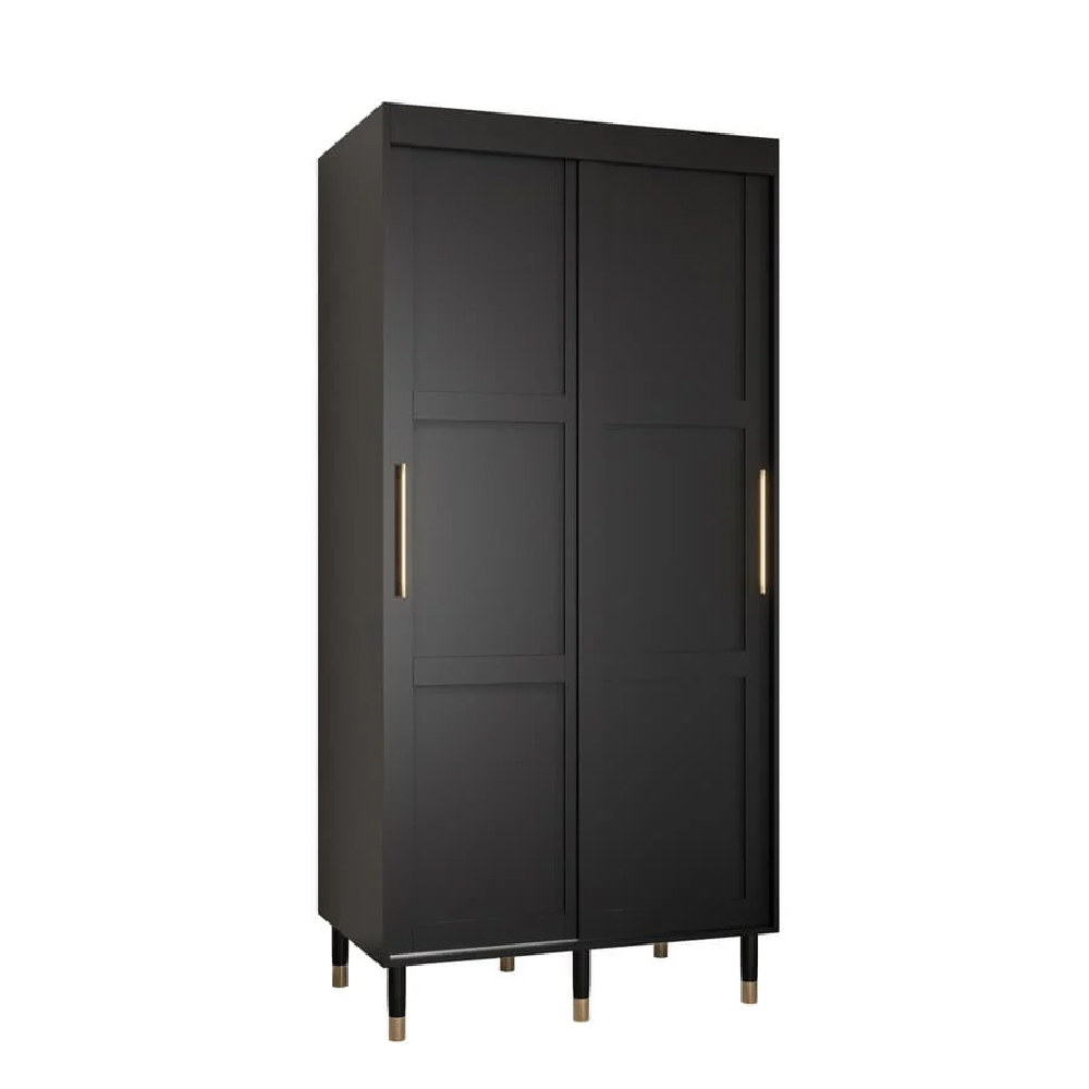 Tarboro Wooden 100cm Wardrobe With 2 Sliding Doors In Black