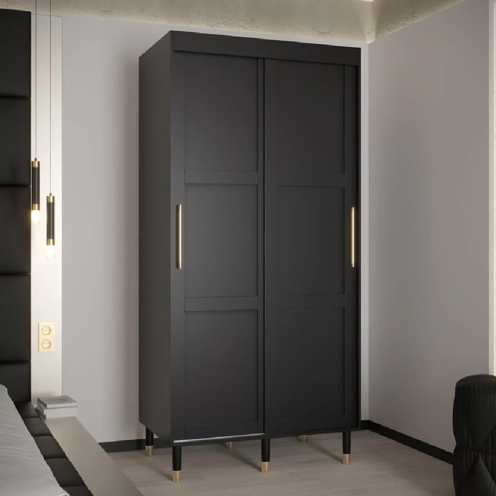 Product photograph of Tarboro Wooden 100cm Wardrobe With 2 Sliding Doors In Black from Furniture in Fashion