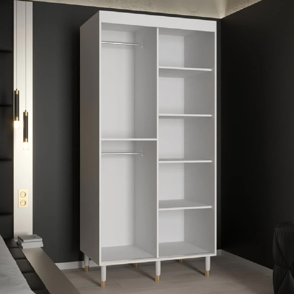 Tarboro Wooden 100cm Wardrobe With 2 Sliding Doors In White