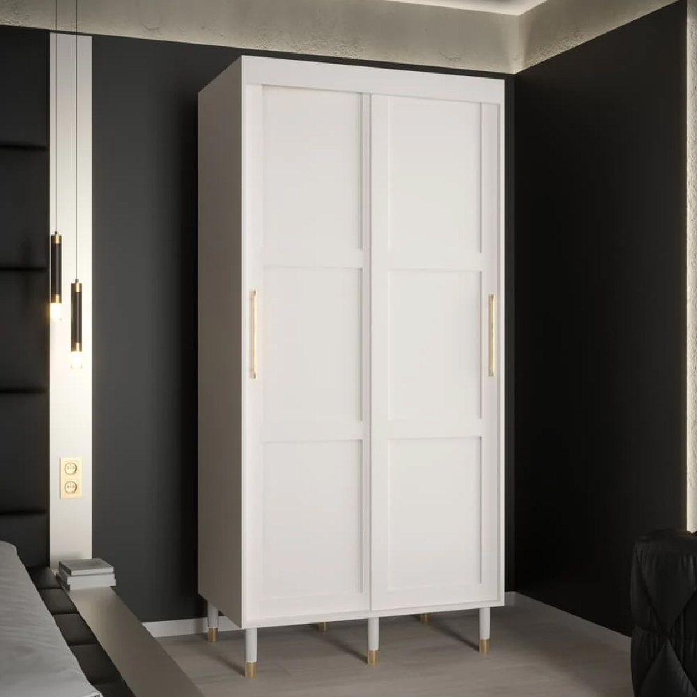 Product photograph of Tarboro Wooden 100cm Wardrobe With 2 Sliding Doors In White from Furniture in Fashion