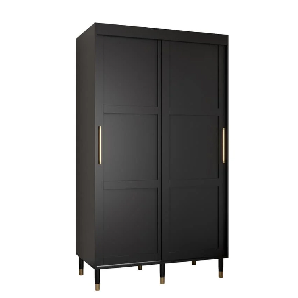 Tarboro Wooden 120cm Wardrobe With 2 Sliding Doors In Black