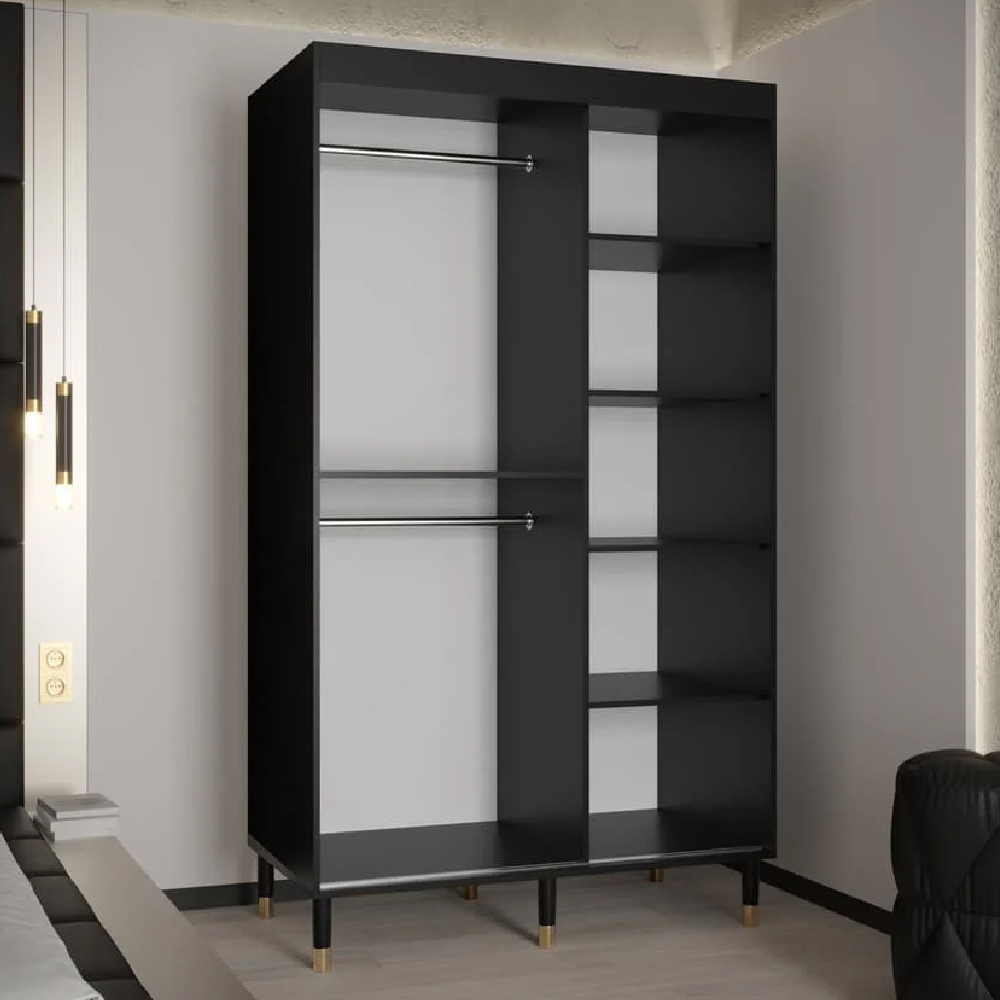 Tarboro Wooden 120cm Wardrobe With 2 Sliding Doors In Black