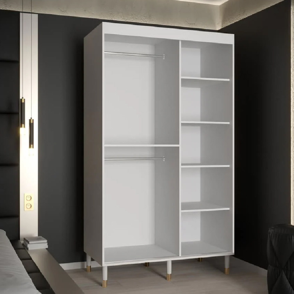 Tarboro Wooden 120cm Wardrobe With 2 Sliding Doors In White