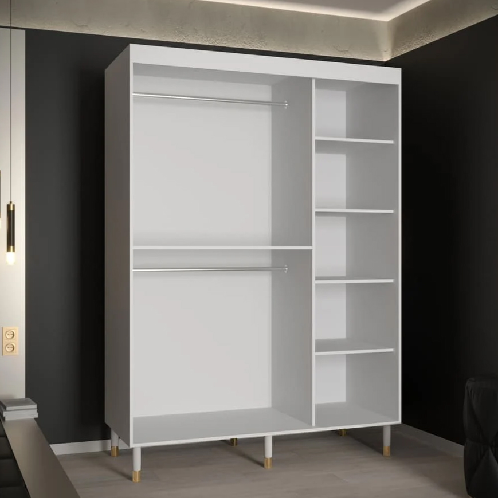 Tarboro Wooden 150cm Wardrobe With 2 Sliding Doors In White