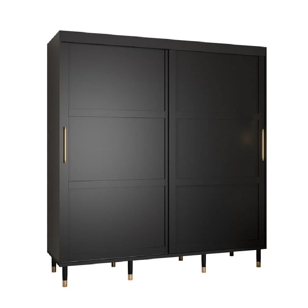 Tarboro Wooden Wardrobe 200cm With 2 Sliding Doors In Black