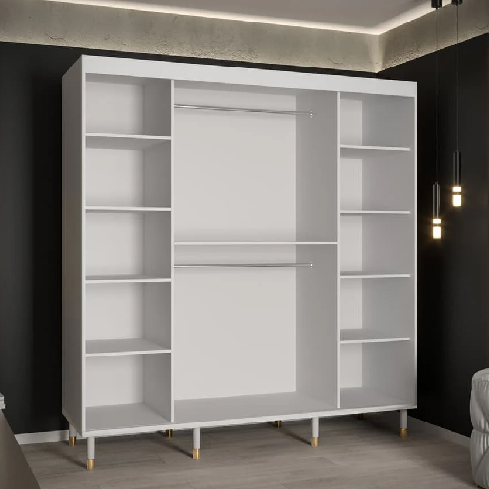 Tarboro Wooden Wardrobe 200cm With 2 Sliding Doors In White