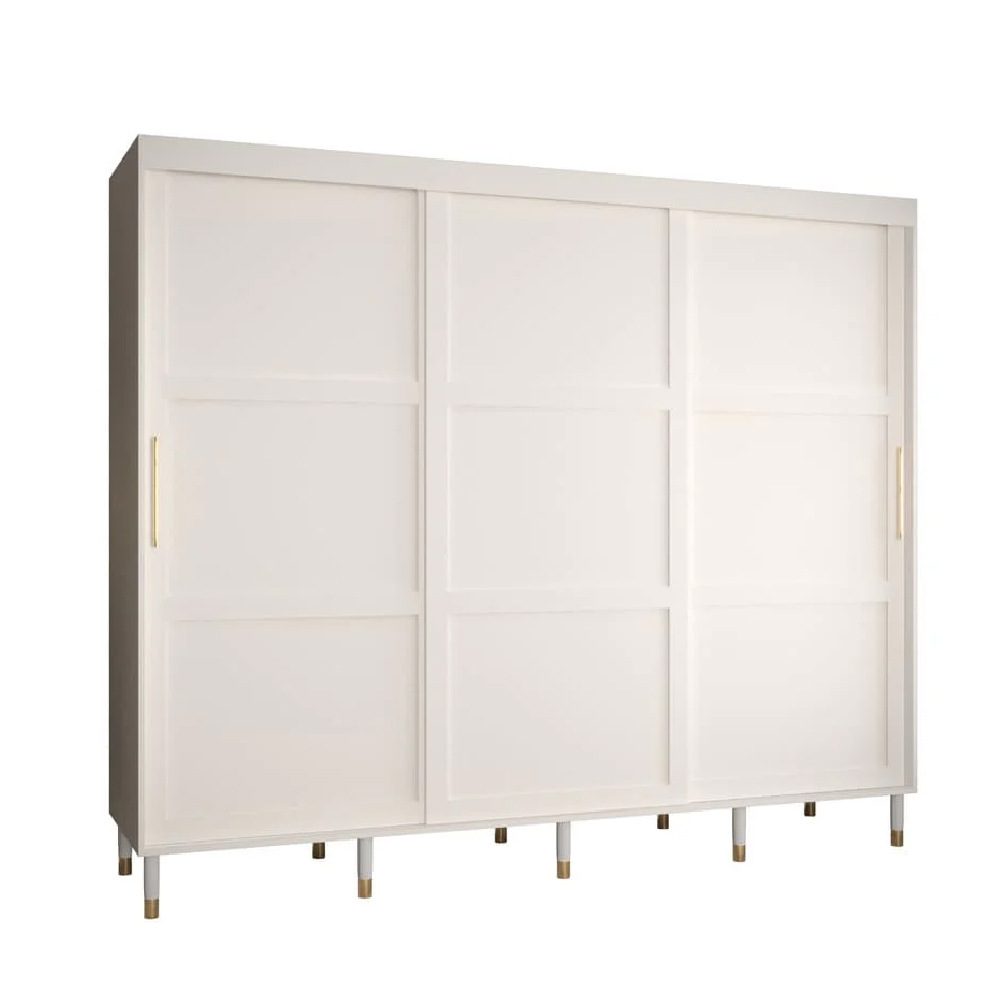 Tarboro Wooden Wardrobe 250cm With 3 Sliding Doors In White