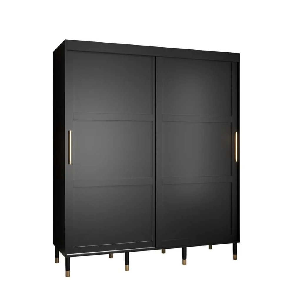 Tarboro Wooden 180cm Wardrobe With 2 Sliding Doors In Black