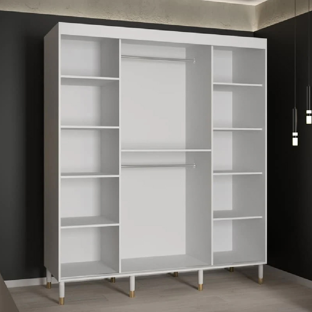 Tarboro Wooden 180cm Wardrobe With 2 Sliding Doors In White