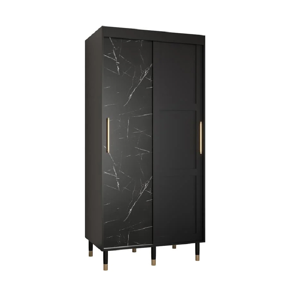Tarboro Wooden Wardrobe 100cm With 2 Sliding Doors In Black