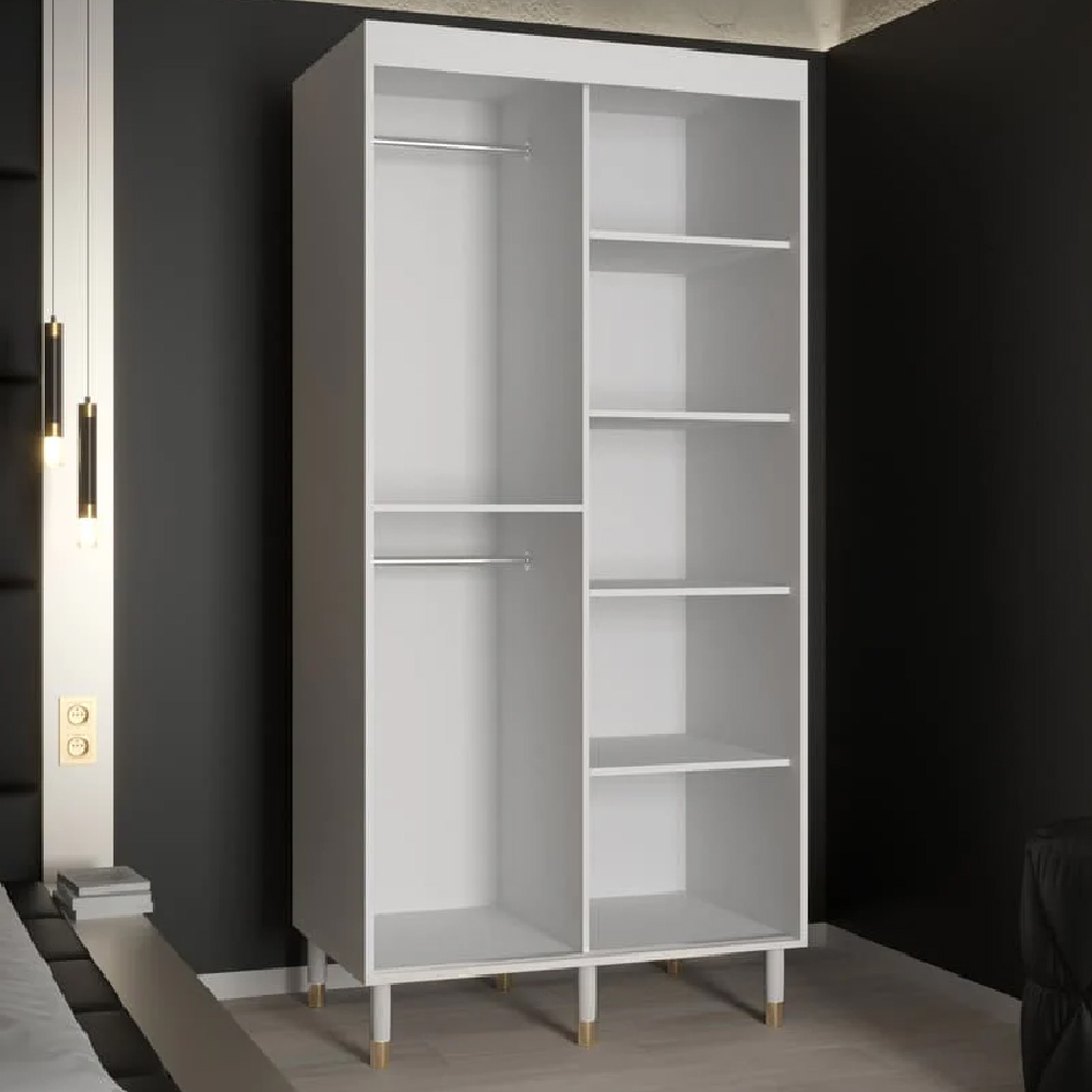 Tarboro Wooden Wardrobe 100cm With 2 Sliding Doors In White