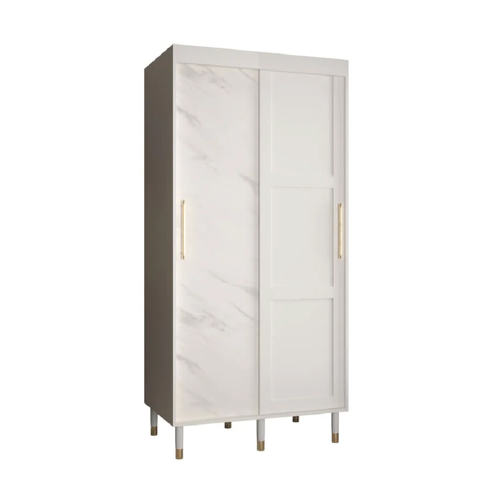 Tarboro Wooden Wardrobe 100cm With 2 Sliding Doors In White