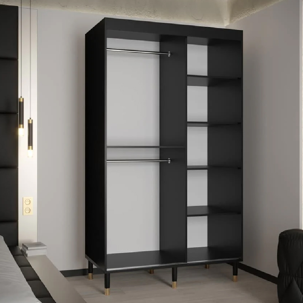 Tarboro Wooden Wardrobe 120cm With 2 Sliding Doors In Black