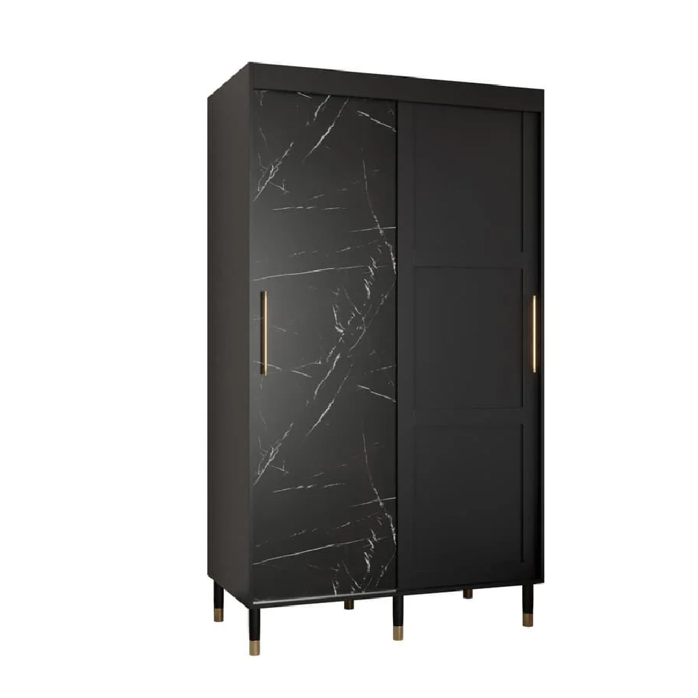 Tarboro Wooden Wardrobe 120cm With 2 Sliding Doors In Black