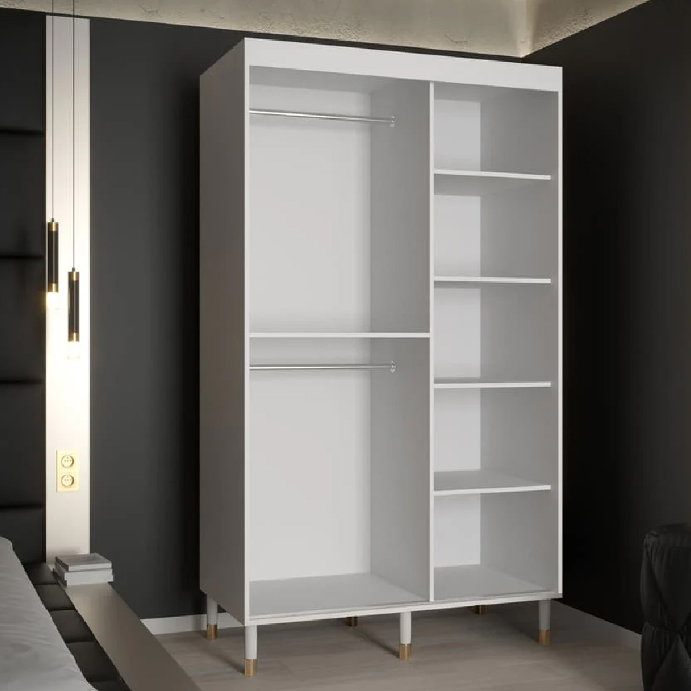 Tarboro Wooden Wardrobe 120cm With 2 Sliding Doors In White
