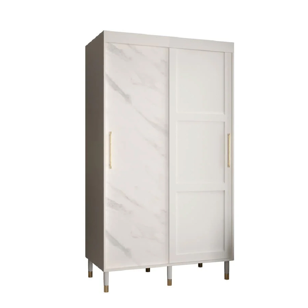 Tarboro Wooden Wardrobe 120cm With 2 Sliding Doors In White