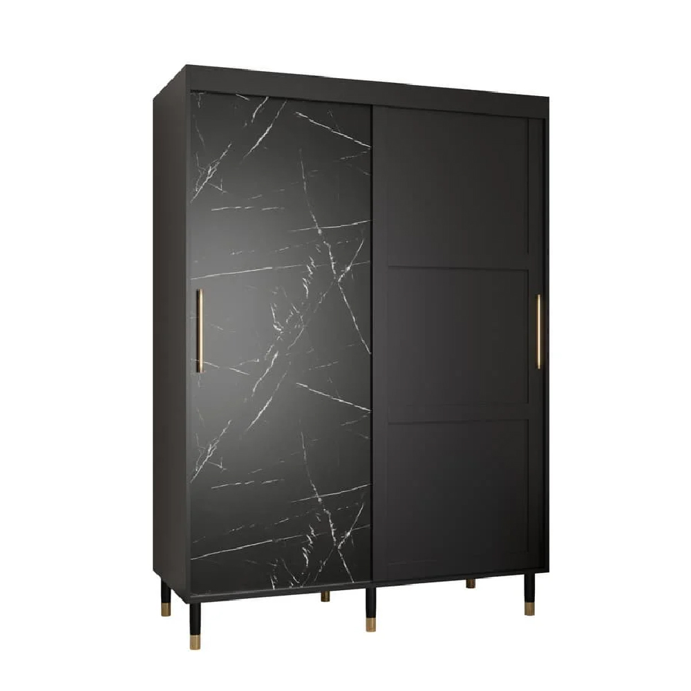 Tarboro Wooden Wardrobe 150cm With 2 Sliding Doors In Black